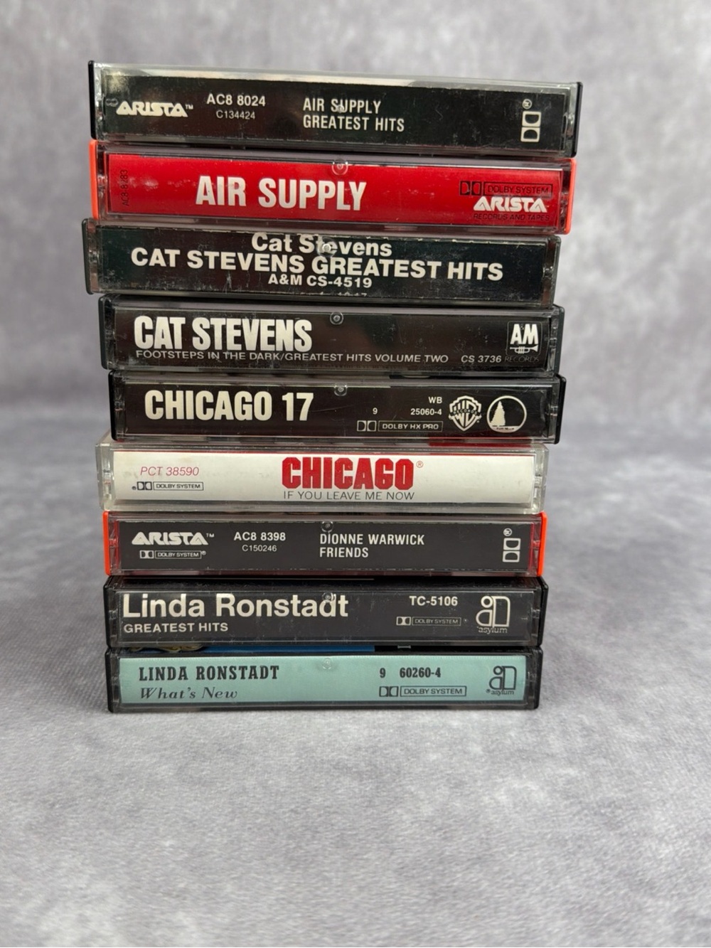 VTG Cassette Tape Lot of 9 Cat Stevens Greatest Hits Chicago 17 Linda Ronstadt
